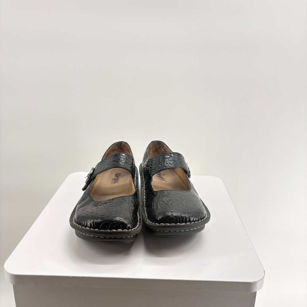 Alegria Paloma Black Floral Embossed Leather Mary Jane Shoes 38 Comfort Quirky‎ - Picture 3 of 12